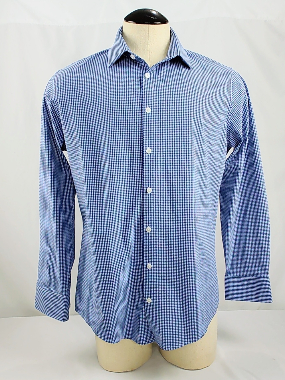Mizzen+Main Blue Micro-Check Dress Shirt